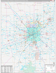 Indianapolis-Carmel-Anderson Metro Area Wall Map Premium Style 2026